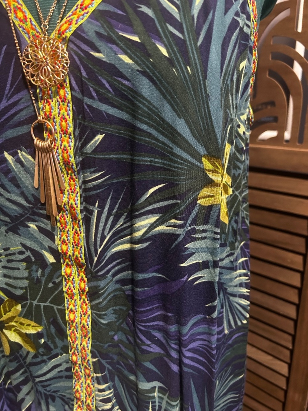 America & Beyond Tropical Maxi Dress Embroidered Trim Boho Festival - Picture 7 of 7